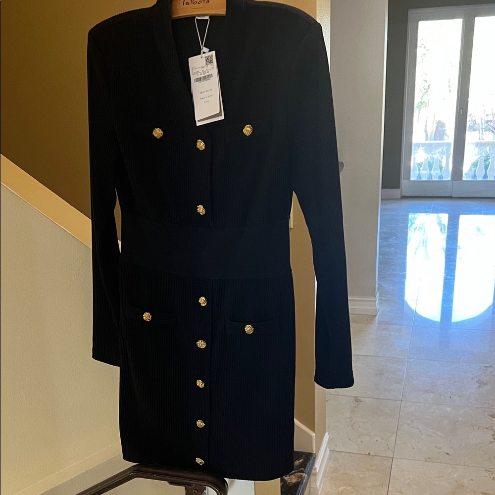 Urban Revivo Black Ribbed Long Sleeve Dress